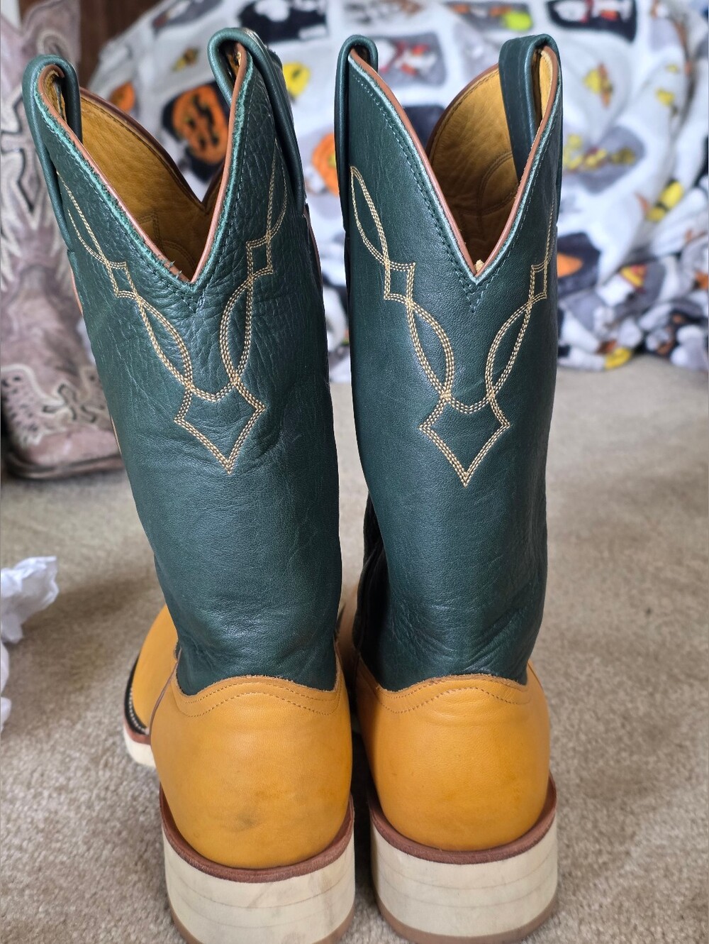 Nocona Boots | Yellow & Green | Leather | Size 8 | Guc - Picture 2 of 8